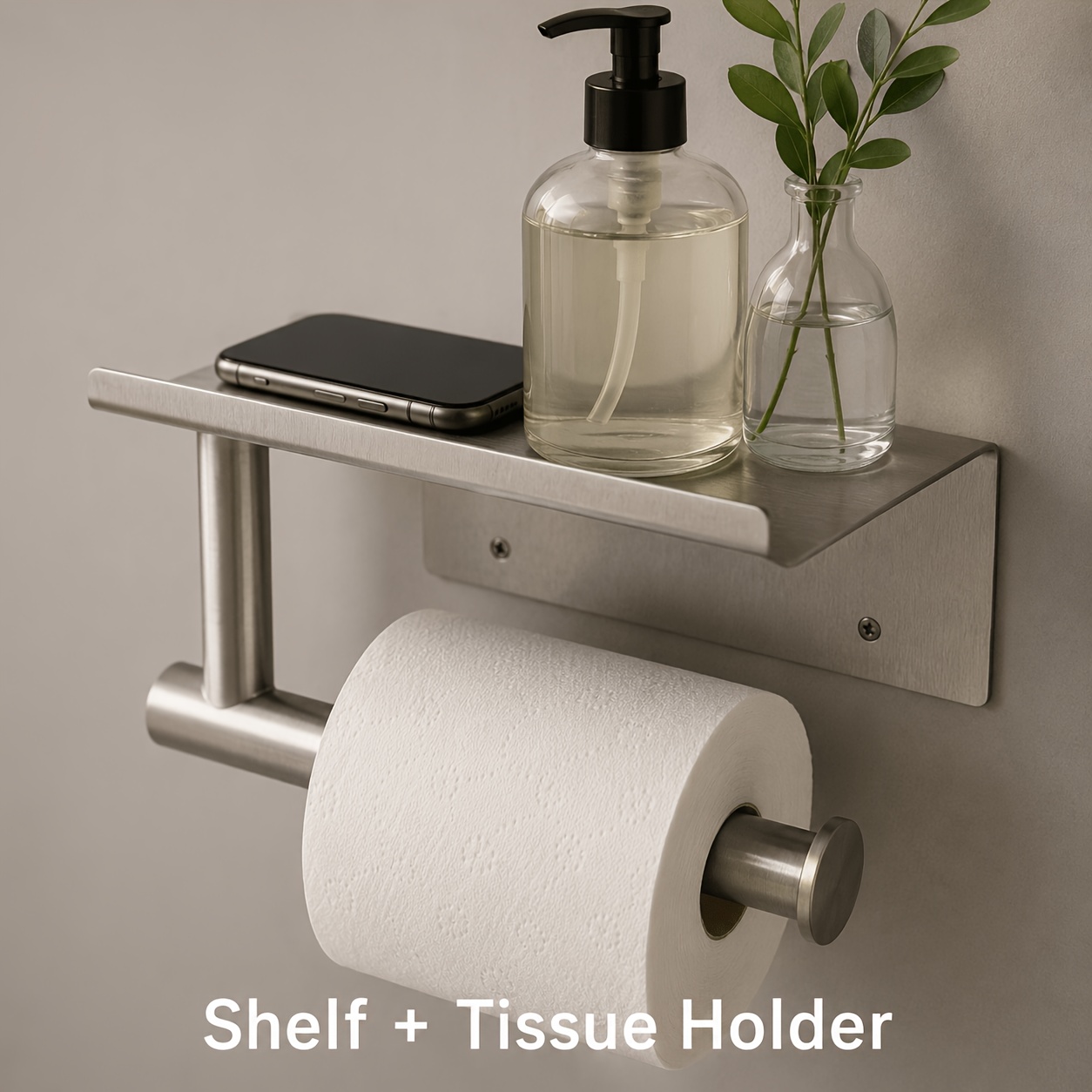 Home Bathroom Paper Towels - ที่วางกระดาษชำระสแตนเลสสำหรับห้องน้ำ ที่แขวนกระดาษชำระแบบไม่ต้องเจาะผนัง ที่วางกระดาษชำระและโทรศัพท์สำหรับห้องน้ำ ที่แขวนกระดาษทิชชูสำหรับใช้ในบ้าน