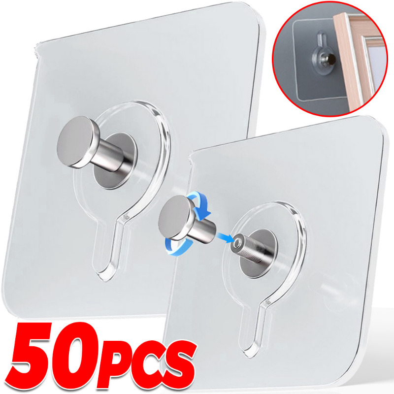 Robe Hook Adhesive - ตะขอแขวนผนังแบบกาวติดแน่น แข็งแรง สำหรับแขวนโปสเตอร์ สติ๊กเกอร์ติดผนัง ตะขอแขวนตู้ ตะขอแขวนชั้นวางของ
