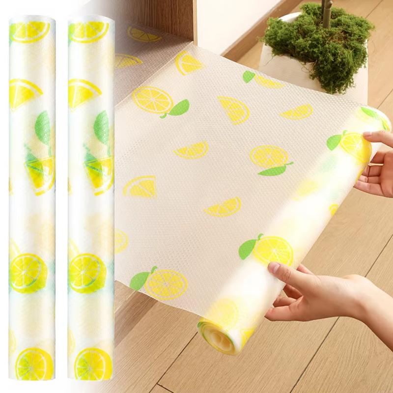 Jet Home Bathroom Mats - แผ่นรองลิ้นชักลายมะนาวแบบไม่มีกาว กันน้ำ ตัดได้ ไม่ลื่น เหมาะสำหรับชั้นวางของในห้องน้ำ ลิ้นชักตู้เสื้อผ้า