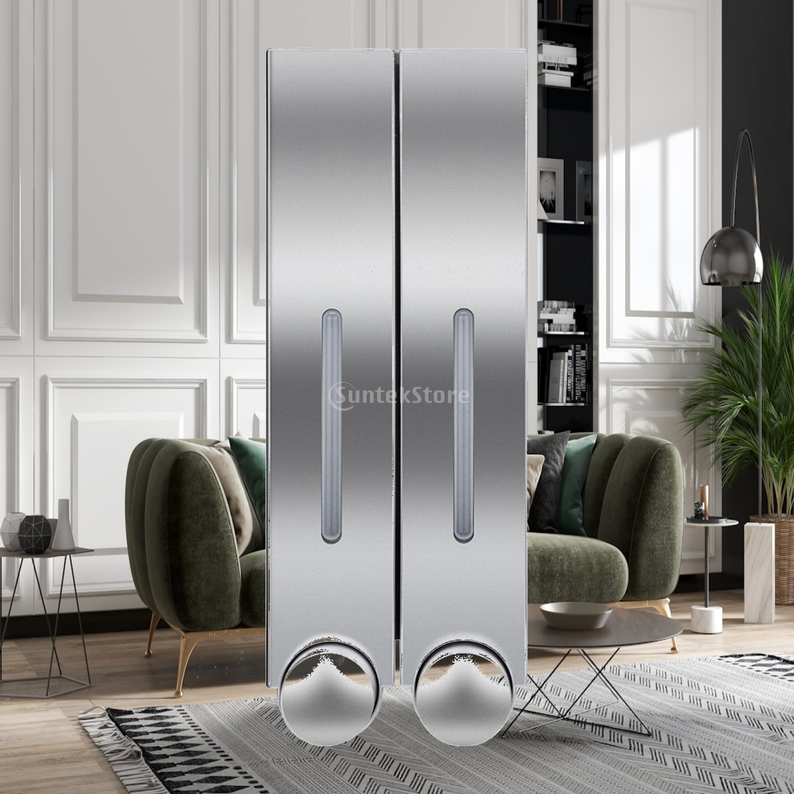 Home Bathroom Wall Soap Dispenser - เครื่องจ่ายแชมพูและครีมนวดผมแบบติดผนัง วัสดุพลาสติก สำหรับใช้ในบ้าน โรงแรม โรงเรียน