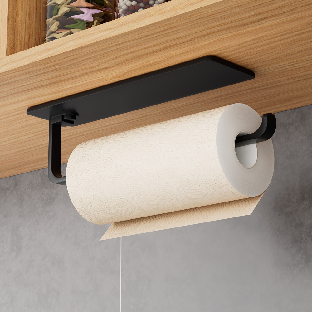 Home Bathroom Paper Towels - ที่ใส่ผ้าเช็ดครัว 1 ชิ้น - ที่แขวนกระดาษเช็ดมือแบบแขวนที่สามารถวางใต้ตู้ได้ ออกแบบมาเพื่อประหยัดพื้นที่