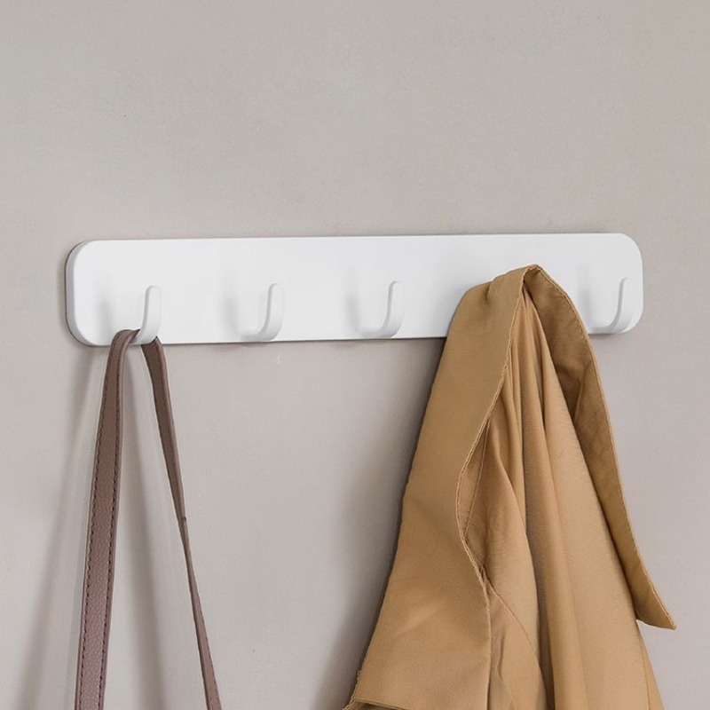 Robe Hook Adhesive - ที่แขวนติดผนังแบบไม่ต้องเจาะ 5 ตะขอ กาวเหนียวแน่น ใช้ได้หลังประตู ห้องครัว