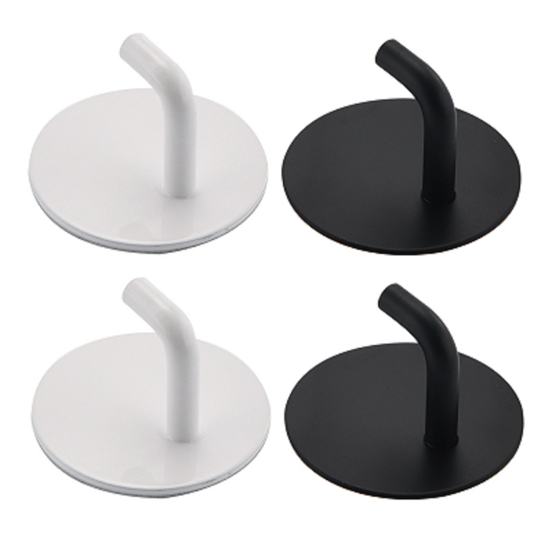 Robe Hook Adhesive - 2 PC สีดํา/สีขาวสแตนเลสห้องน้ําห้องครัว Wall Hook Self