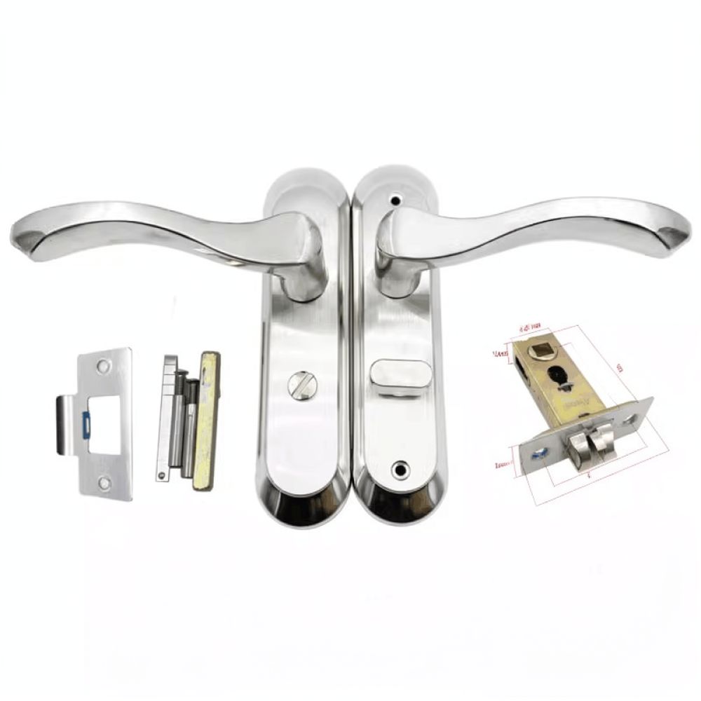 Home Hardware Bathroom Accessories - ชุดมือจับสแตนเลสพร้อมตัวล็อกประตูภายในเพื่อความเป็นส่วนตัว สำหรับห้องน้ำ ห้องสุขา ห้องครัว และอุปกรณ์รักษาความปลอดภัยภายในบ้าน