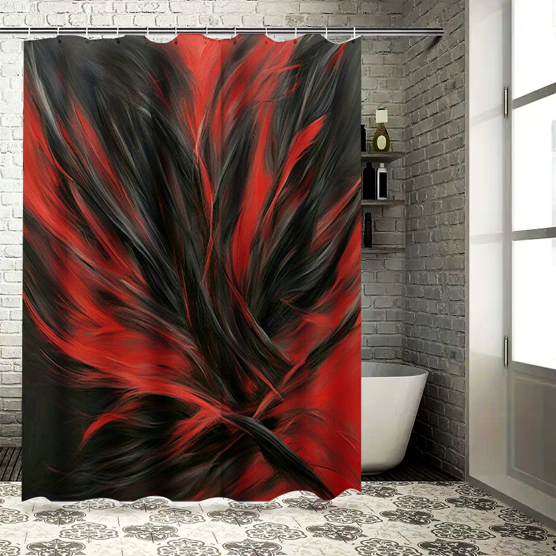 สีแดงและสีดําบทคัดย่อพิมพ์ผ้าม - Home Bathroom Decor Ideas บทวิจารณ์และราคา