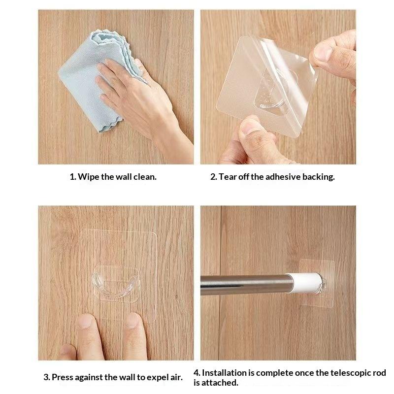 ขายึดราวม่านแบบใสติดผนังไม่ต้อ - Home Bathroom Decor บทวิจารณ์และราคา