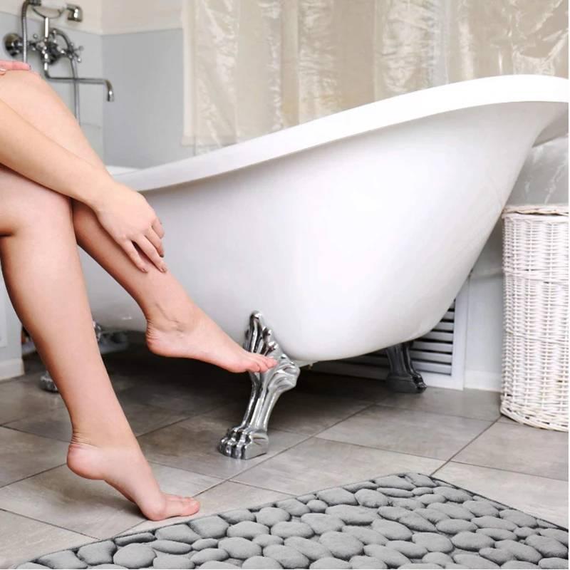 พรมเช็ดเท้ากันลื่นลายหินกรวด ด - Jet Home Bathroom Mats บทวิจารณ์และราคา