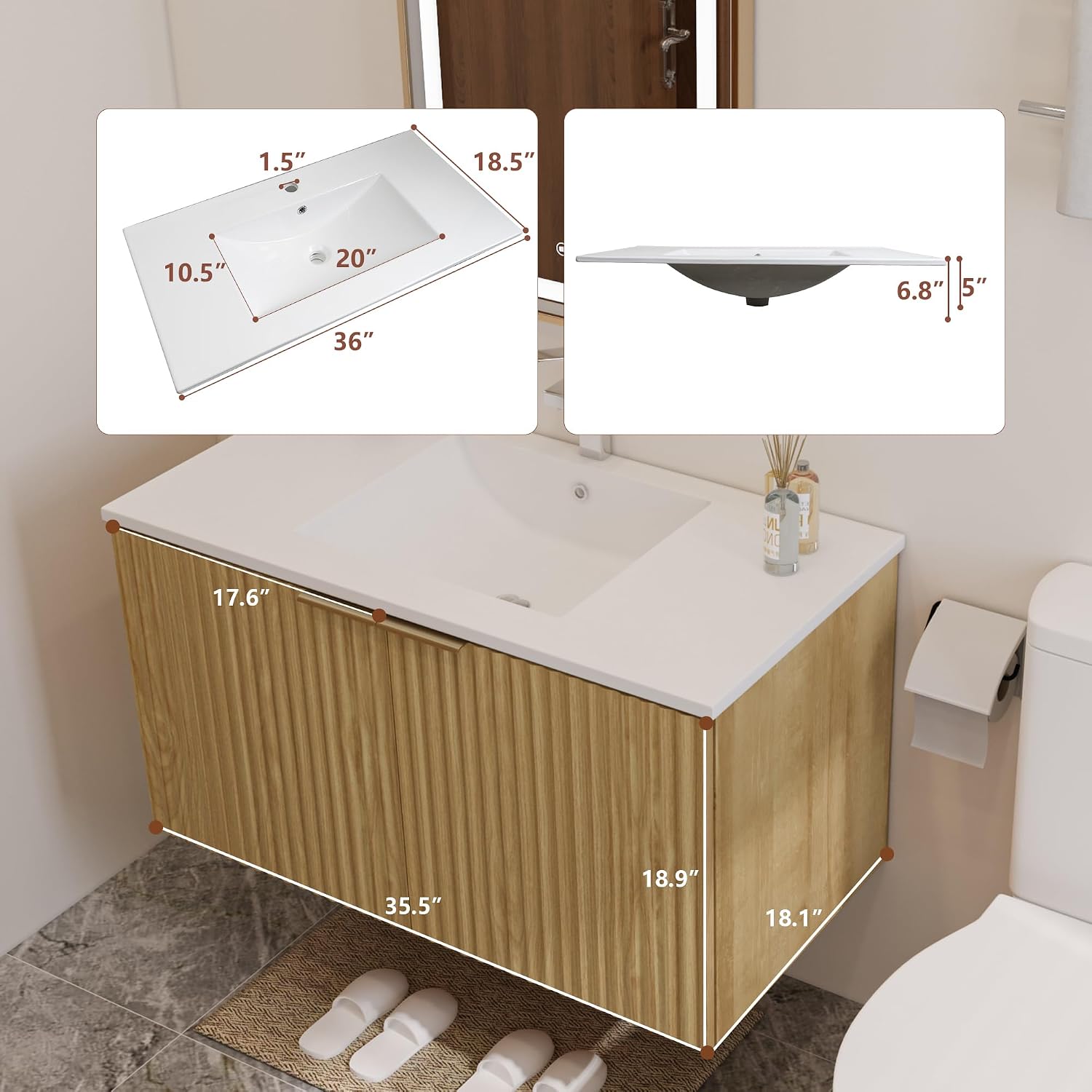 ตู้ห้องน้ำแบบลอยตัวทันสมัยพร้อ - Home Design Bathroom บทวิจารณ์และราคา