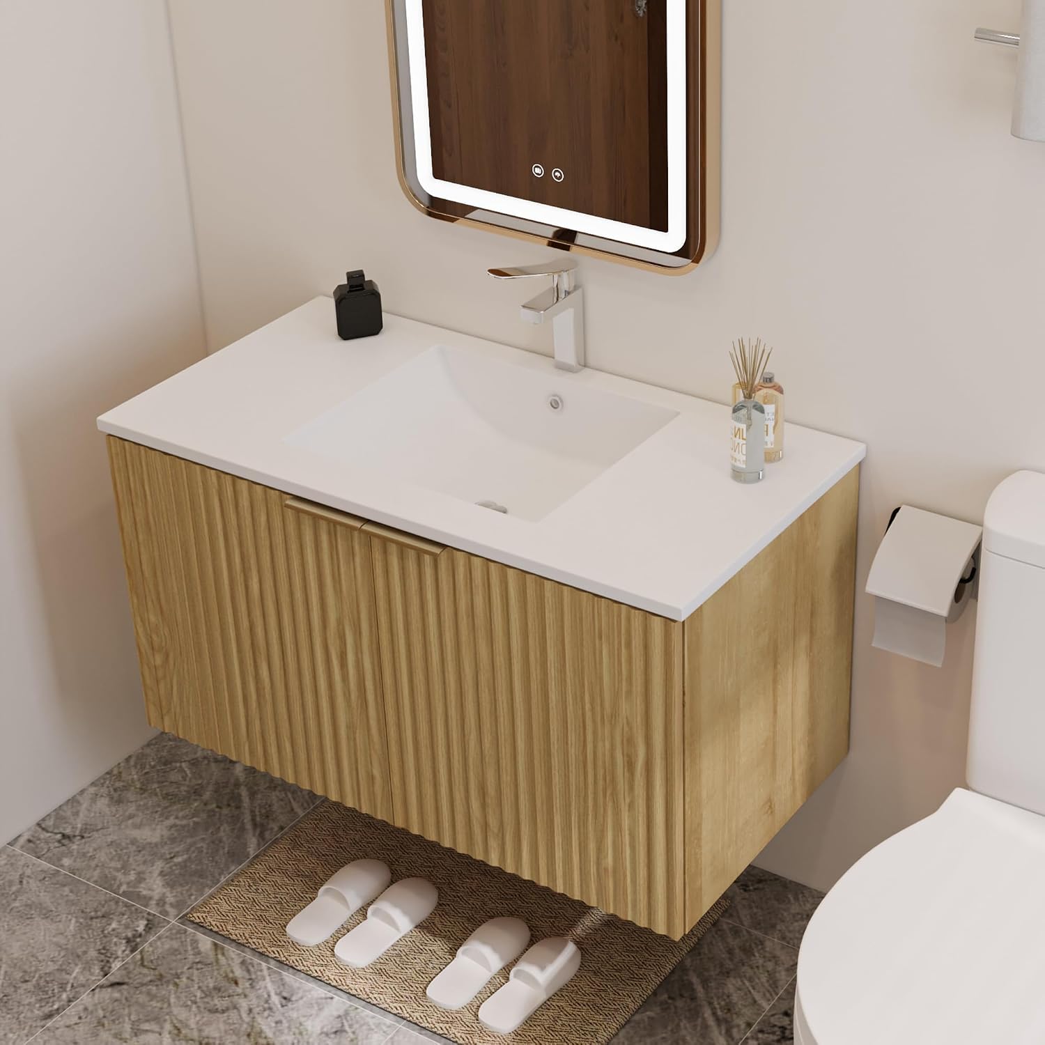 ตู้ห้องน้ำแบบลอยตัวทันสมัยพร้อ - Home Design Bathroom บทวิจารณ์และราคา