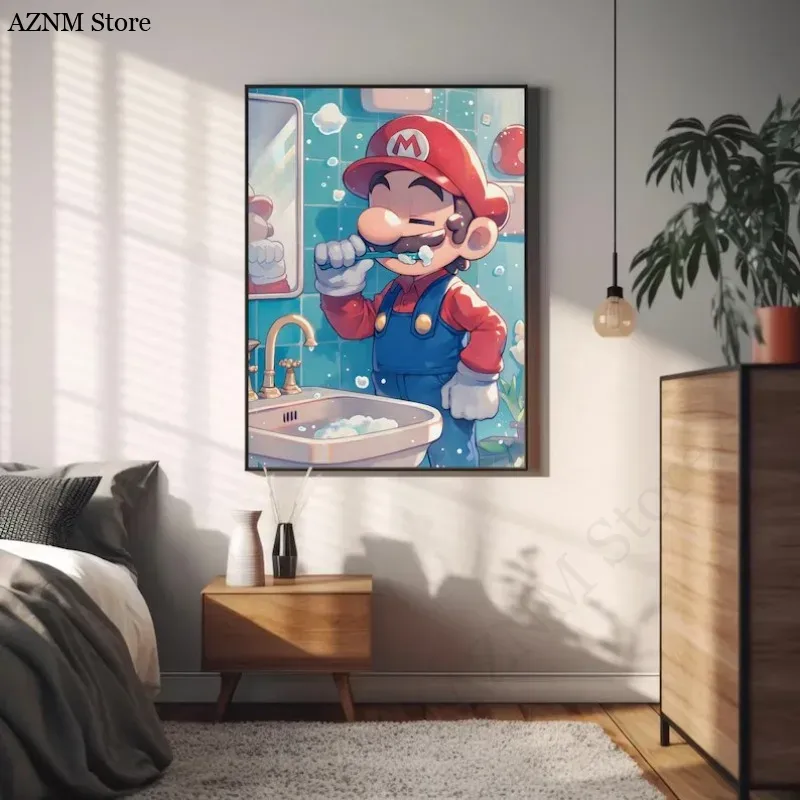 โปสเตอร์วิดีโอเกมการ์ตูนห้องน้ - Home Design Bathroom บทวิจารณ์และราคา