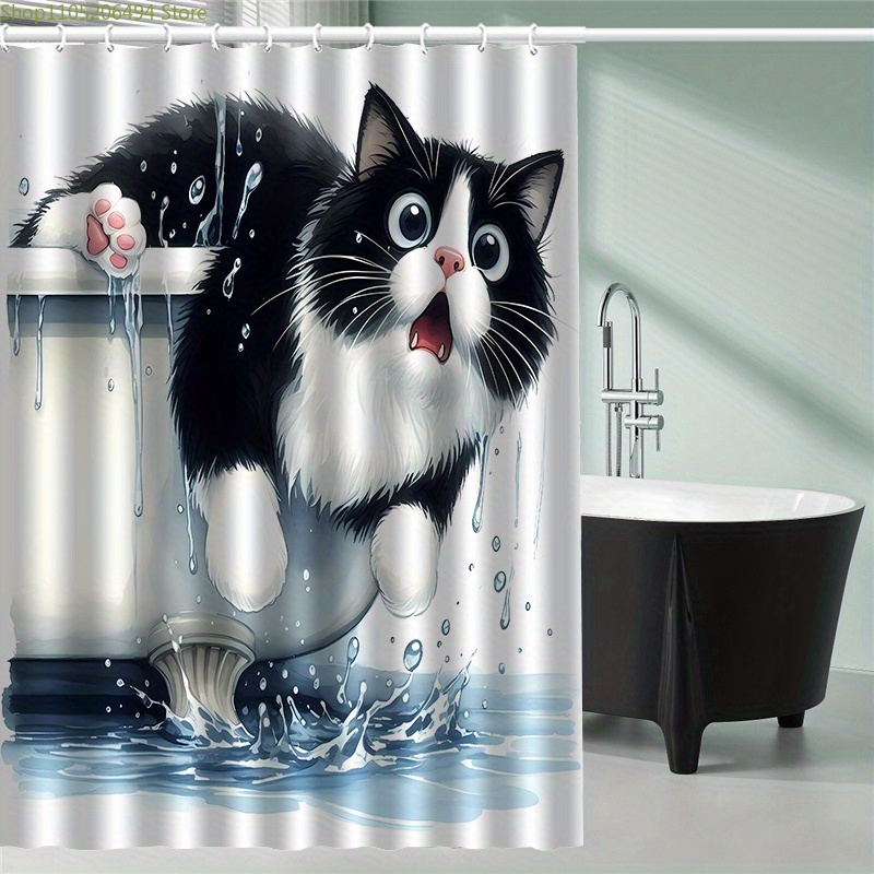 ม่านอาบน้ำลายแมวตลกกระโดดจากอ่ - Home Bathroom Decor Ideas บทวิจารณ์และราคา