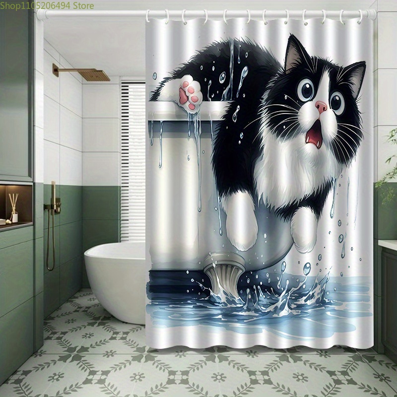 ม่านอาบน้ำลายแมวตลกกระโดดจากอ่ - Home Bathroom Decor Ideas บทวิจารณ์และราคา