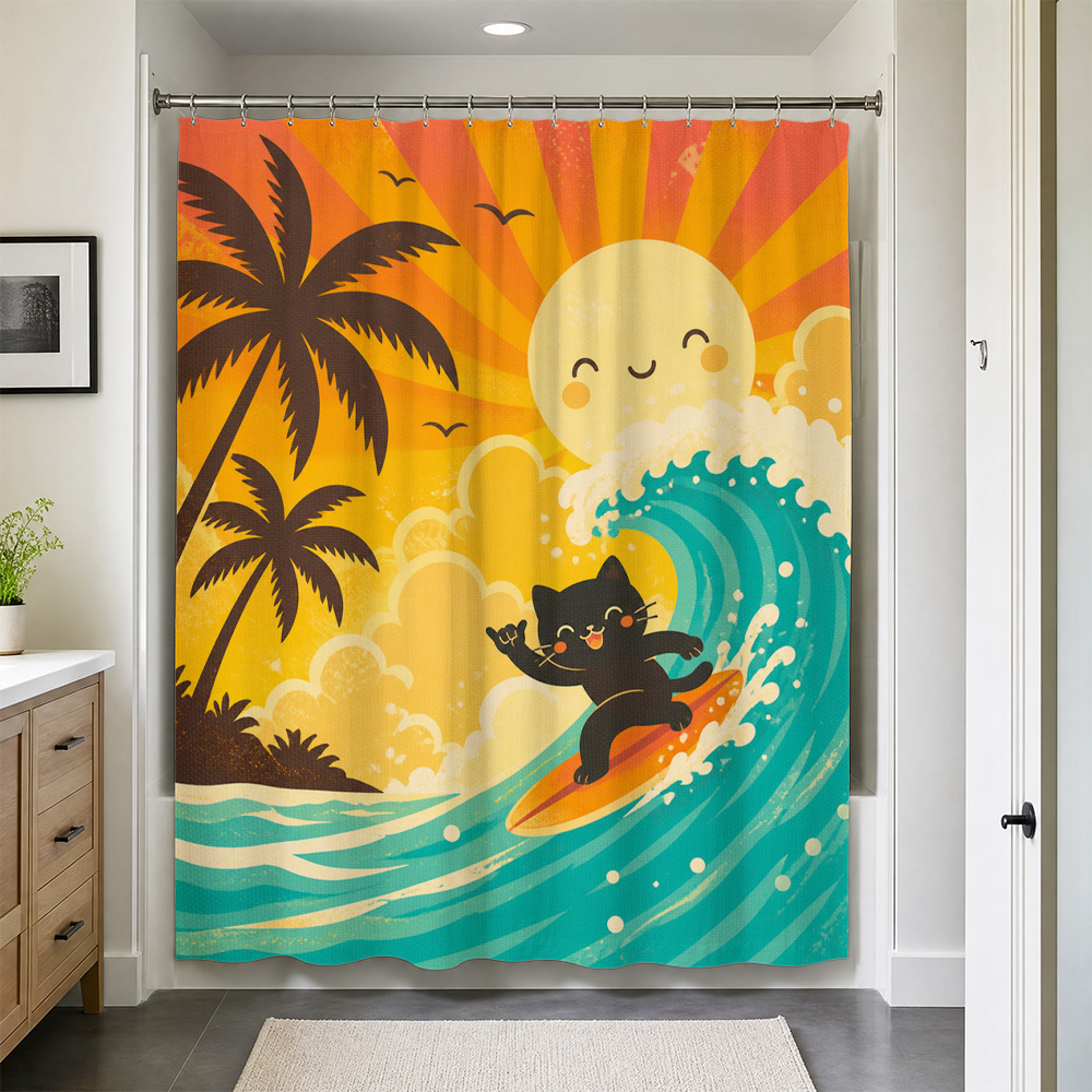 ม่านอาบน้ำลายพระอาทิตย์ตกทรอปิ - Home Bathroom Decor Ideas บทวิจารณ์และราคา