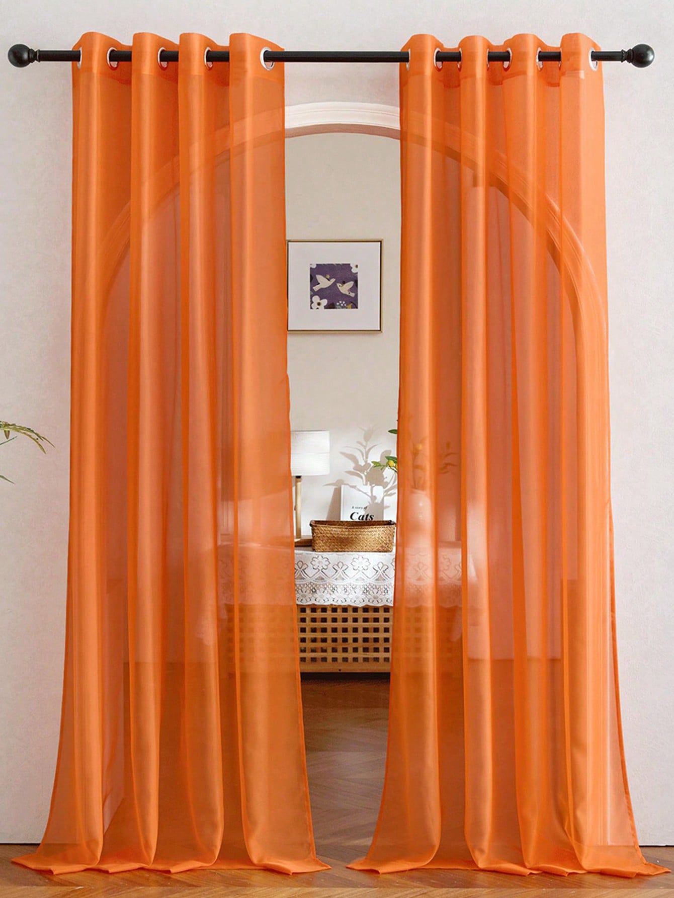 ม่านโปร่งแสงสีส้มแบบออร์แกนซ่า - Home Bathroom Decor บทวิจารณ์และราคา