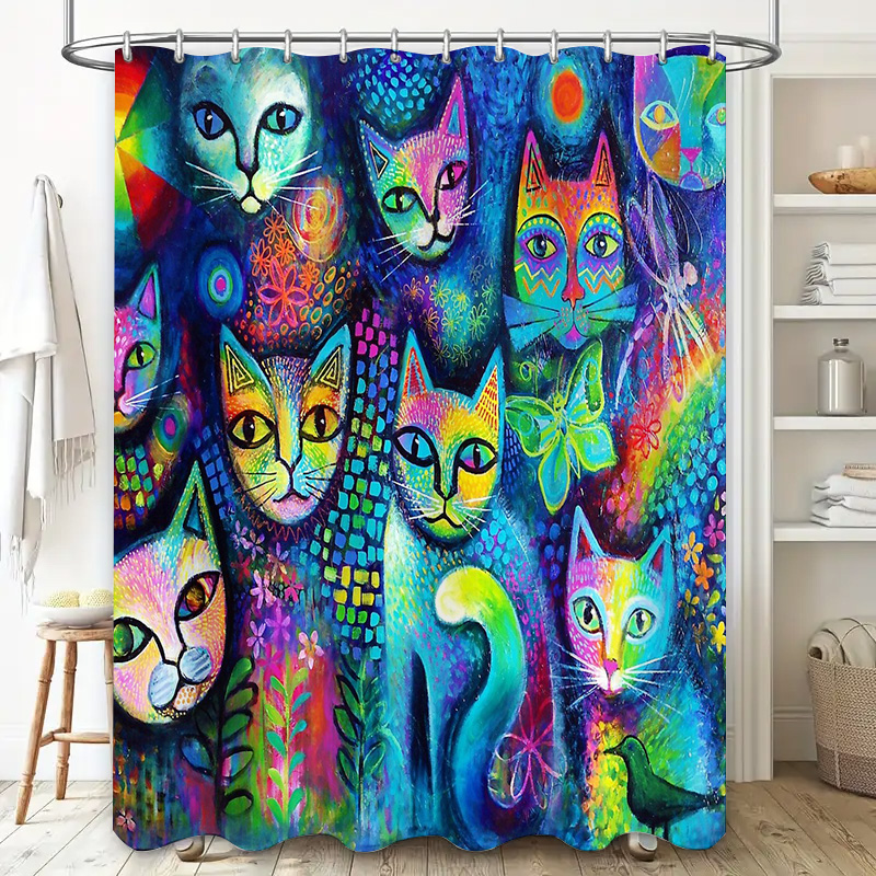 ม่านอาบน้ำลายแมว ของตกแต่งสำหร - Home Bathroom Decor Ideas บทวิจารณ์และราคา