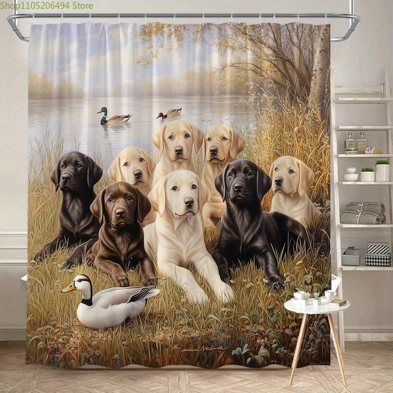 ม่านอาบน้ำลายสุนัขลาบราดอร์, ล - Home Bathroom Decor Ideas บทวิจารณ์และราคา