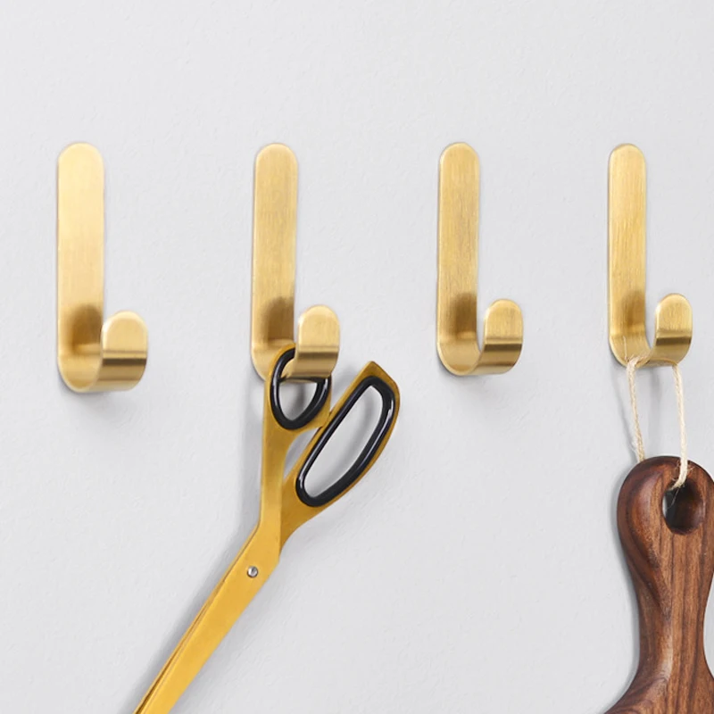 1-5pcs ตะขอผนังทองเหลืองเจาะตะ - Robe Hook Adhesive บทวิจารณ์และราคา