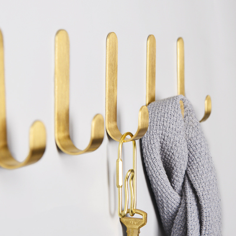 1-5pcs ตะขอผนังทองเหลืองเจาะตะ - Robe Hook Adhesive บทวิจารณ์และราคา
