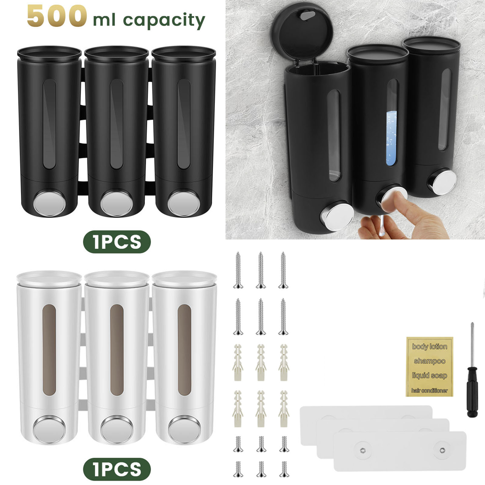 500ml ติดผนังห้องน้ําเครื่องจ่ - Home Bathroom Wall Soap Dispenser บทวิจารณ์และราคา